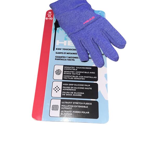 NWT HEAD Kids’ Touchscreen Gloves. Medium Purple - Picture 1 of 4
